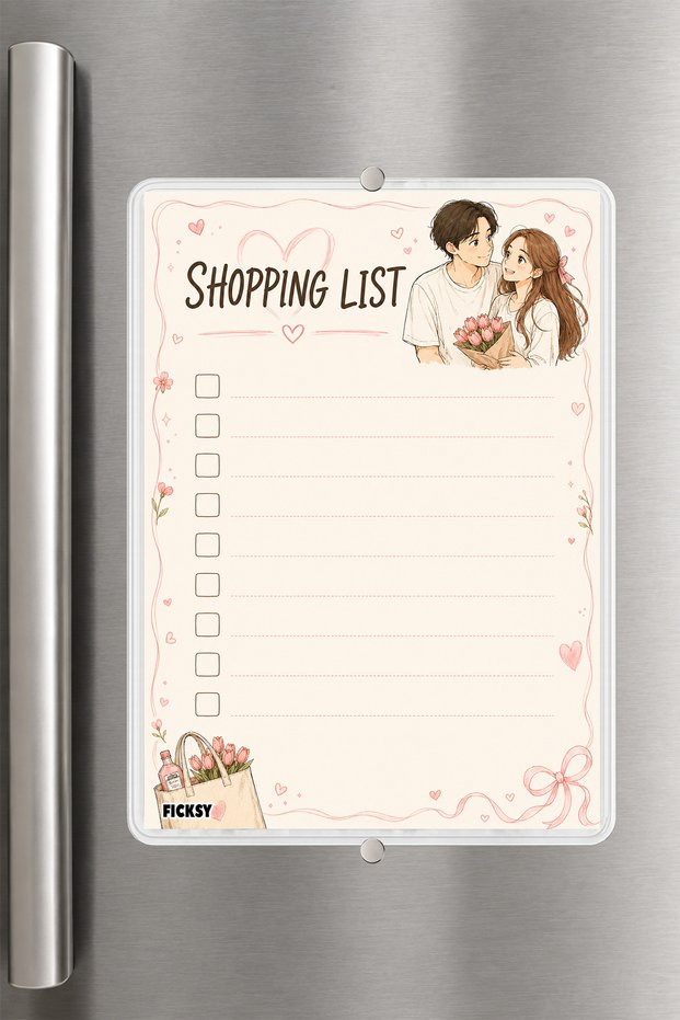 Shopping List - A5 - Magnetic - Pvc - Refrigerator Note Holder & Desktop - Summer Erase - Planner