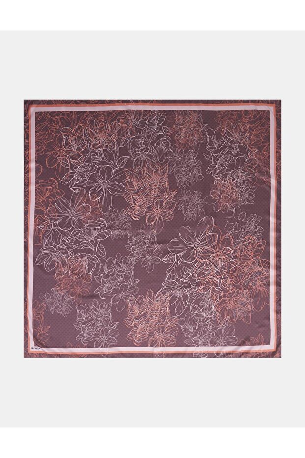 Contoured Floral Scarf Bitter Brown