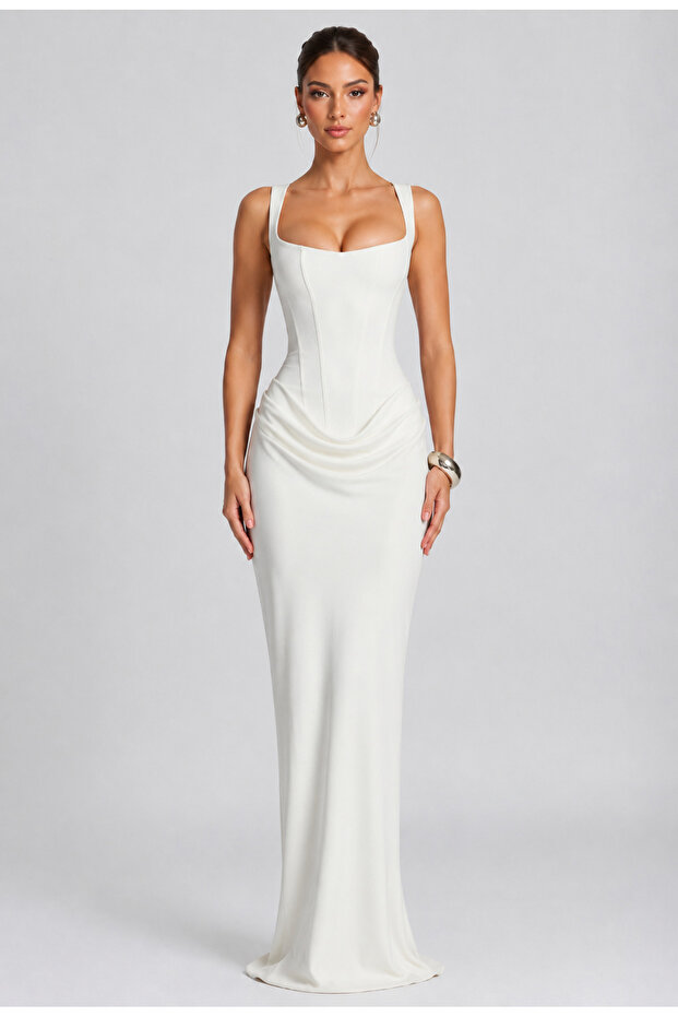 Women's Strappy Low-Cut Corset Lace-Up Long Stylish Evening Dress