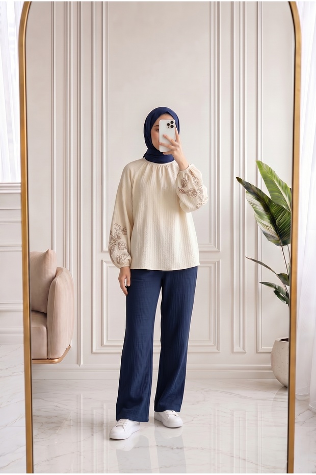 Aybanu Muslin Trousers-Mt523 Navy Blue