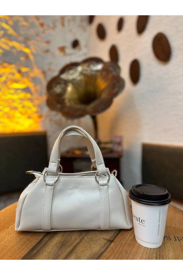 Women's Shoulder and Arm Bag with Double Handle and Metal Ring Detail (Medium Size)