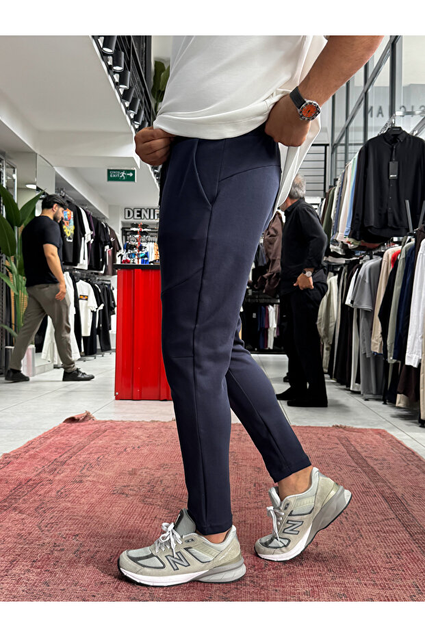 Navy Blue Side Zipper Basic Tracksuit By-0002 - 4