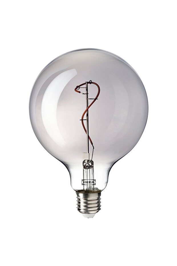 MOLNART LED bulb E 27 140 lumen, globe grey clear glass, 125 mm