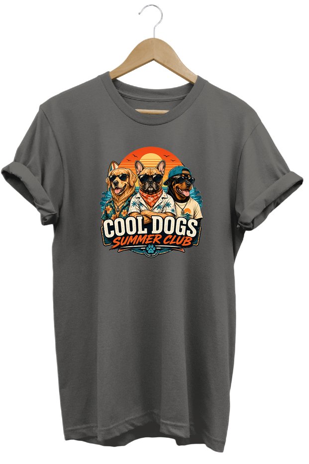 Cool Dogs Summer Club Unisex Dog Printed Summer Themed Regular Fit Crew Neck T-Shirt