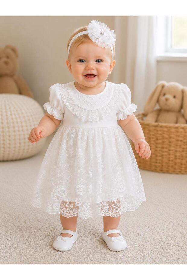 Baby Girl Mevlütlük Dress Summer Bandana Lace Newborn Hospital Release Wedding Dress Evening Dress 4014-K