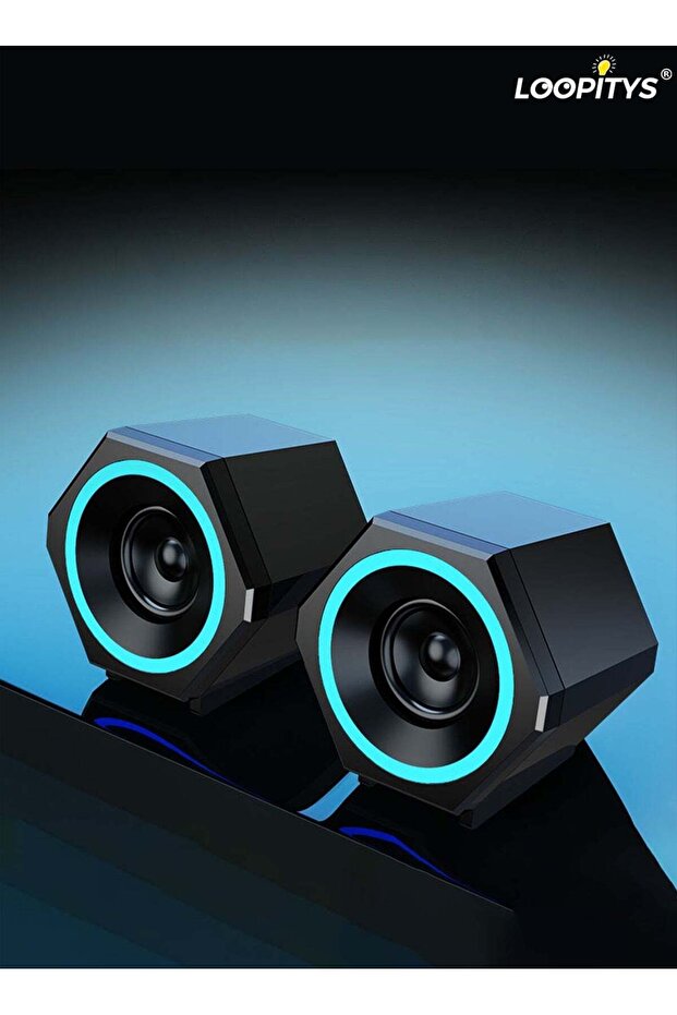 سماعات كمبيوتر LOOPITYS، سماعات ساب ووفر سلكية بمنفذ USB، سماعات صوت صغيرة للكمبيوتر المحمول وسطح المكتب