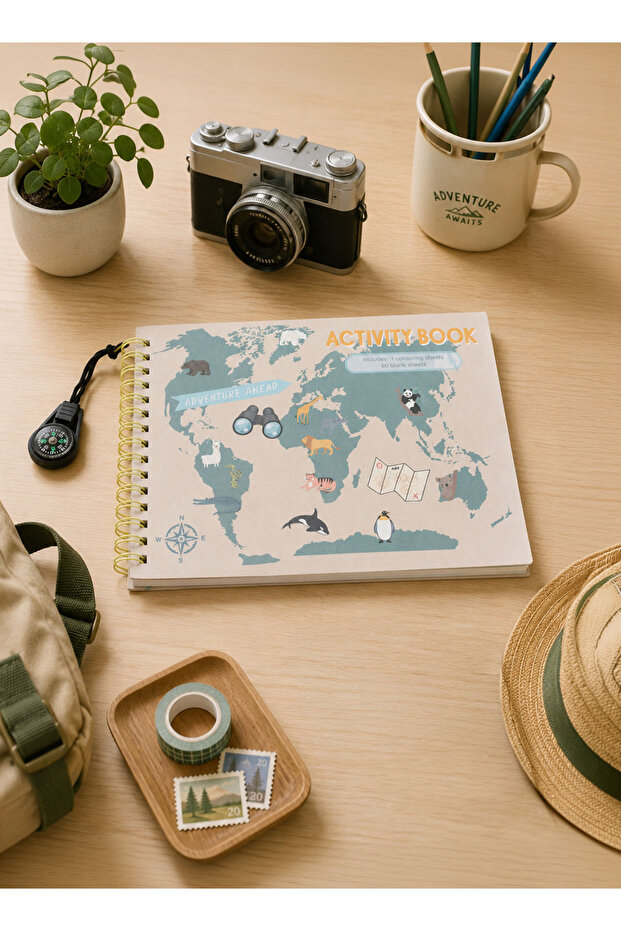 Children's Activity Book with World Map Pattern - 2