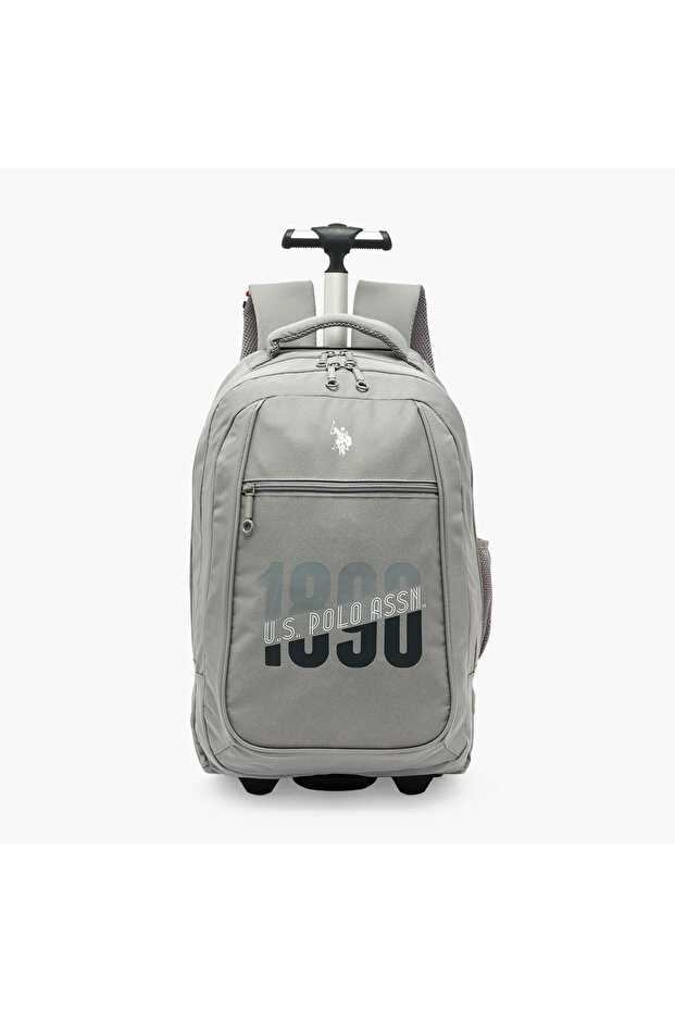 US POLO ASSN. Logo Print Trolley Backpack for Boys 8-13 Years with Retractable Handle - 19 inches