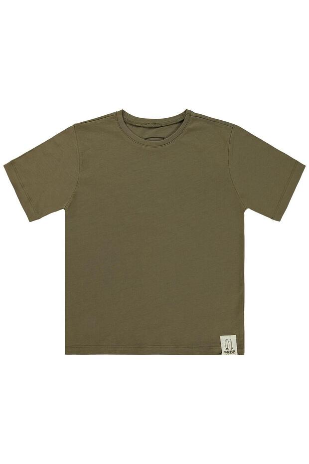 Basic Surf Label T-Shirt for Ages 10-13 - Khaki
