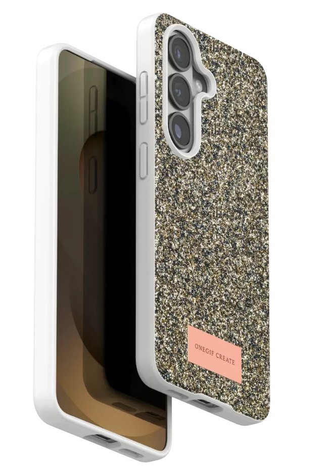 Onegif Samsung Galaxy S26 Plus Compatible Bright Glitter Cover - Gold