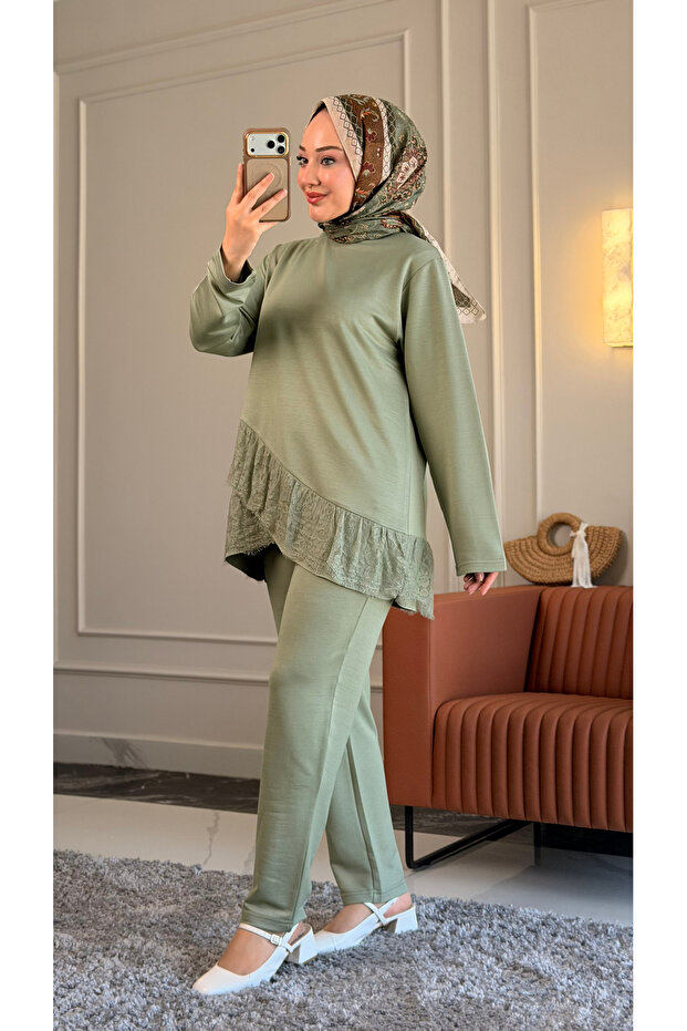6527 - Stylish Comfortable Vortex Fabric Casual Women's Set with Cross Design Detail