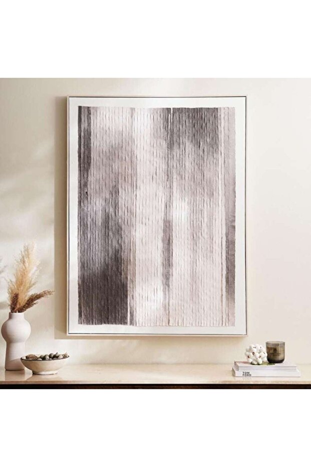 Ranto Vertical Abstract Hand Painted Framed Canvas Wall Art 90x5x120cm - Grey