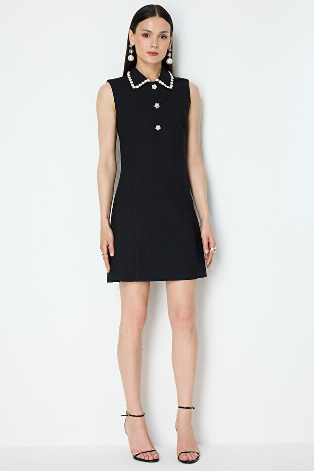 Fabric Glittered and Pearled Mini Dress