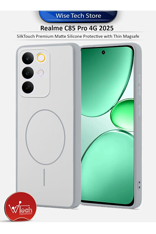 Realme C85 Pro 4G 2025 SilkTouch Premium Matte Silicone Protective with Thin Magsafe Case Cover