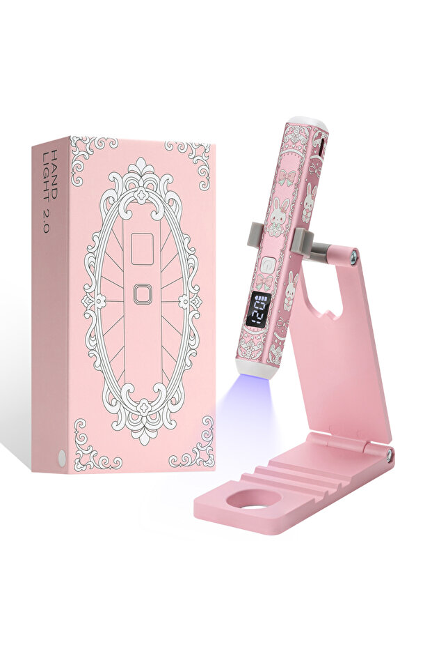 مصباح أظافر UV على شكل أرنب لطيف 5 في 1 طراز M10-Pink، قابل لإعادة الشحن مع إضاءة LED و3 أوضاع مؤقت، قابل للطي