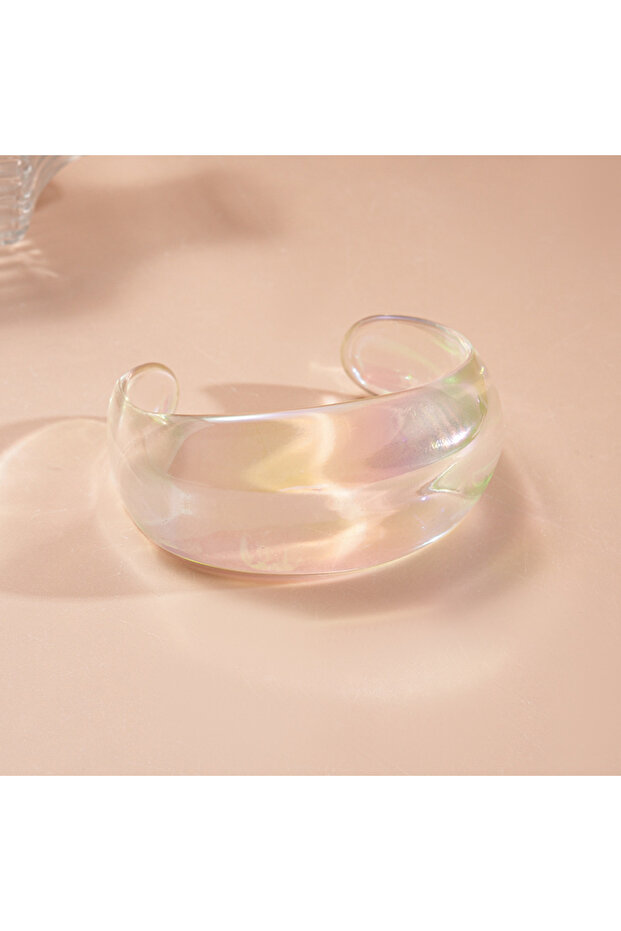 Style6 Bohemia Transparent Colorful Acrylic Opening Bangle for Women Irregular Large Wide Cuff Brace