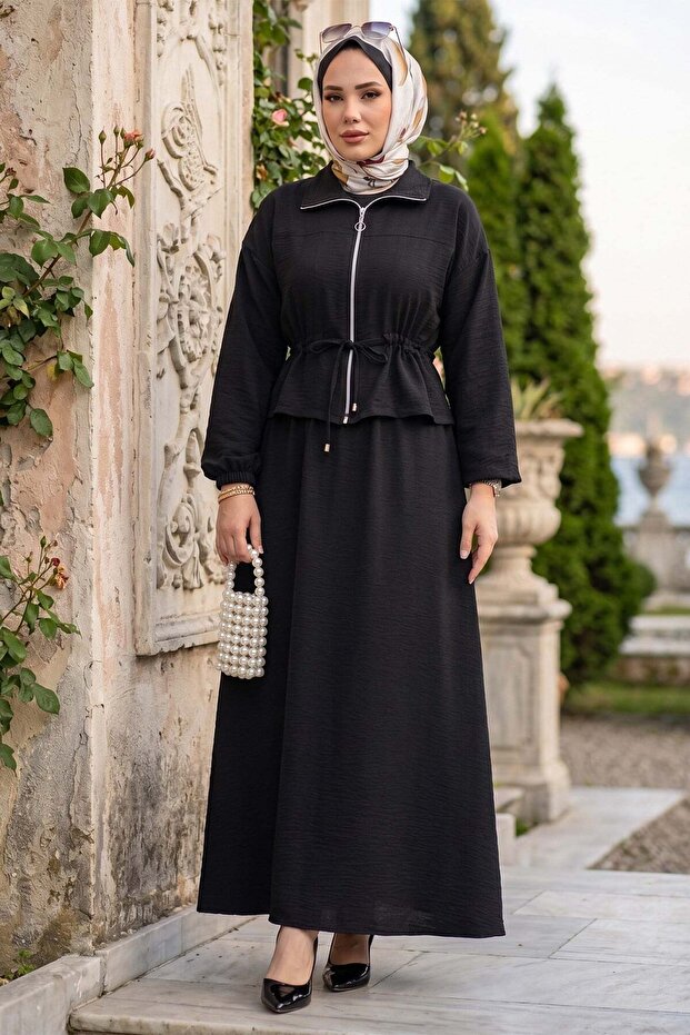 Double Suit with Jacket and Sleeveless Dress Black Hm2922