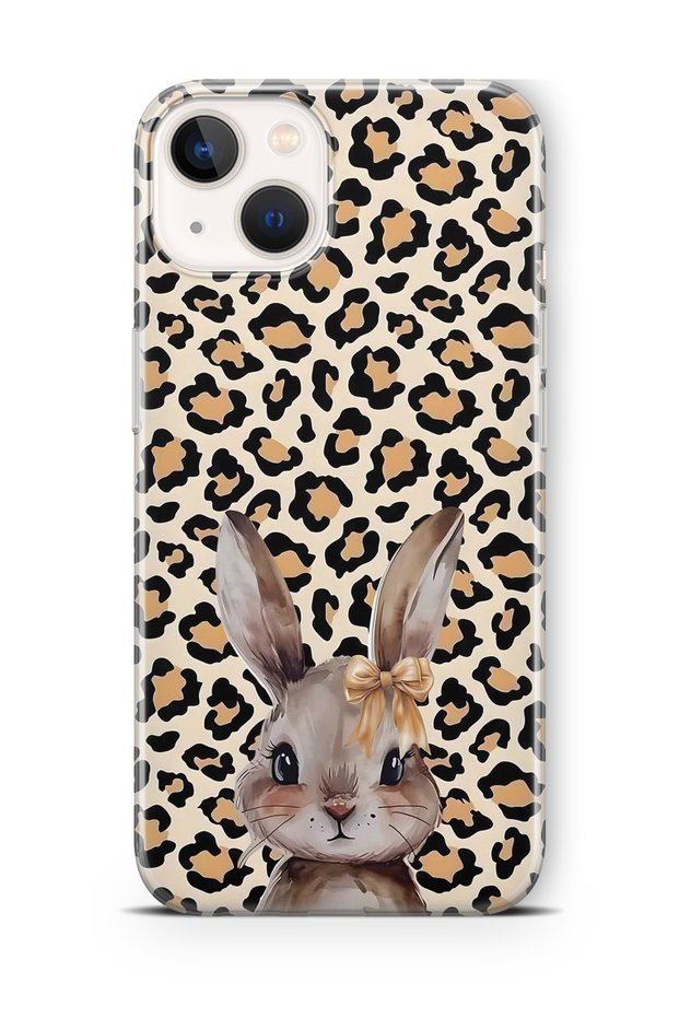iPhone 13 Mini Compatible Leopard Pattern Rabbit Pattern Transparent Phone Case