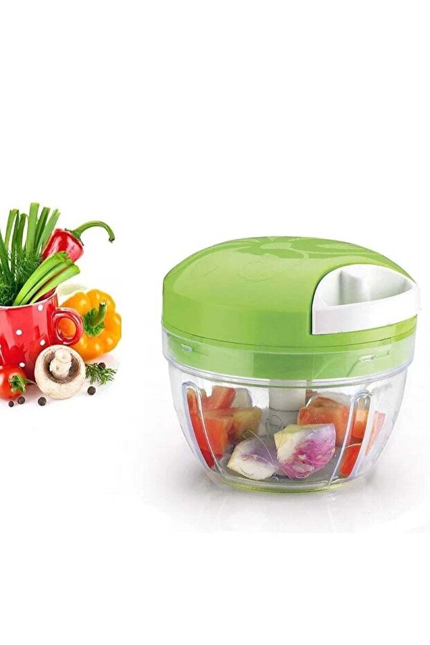 Manual Food Chopper – Hand Pull String Onion & Garlic Mincer, Stainless Steel Blade Vegetable Cutter with Anti-Skid Base for Kitchen Use