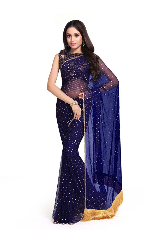 Blue Embellished Saree
