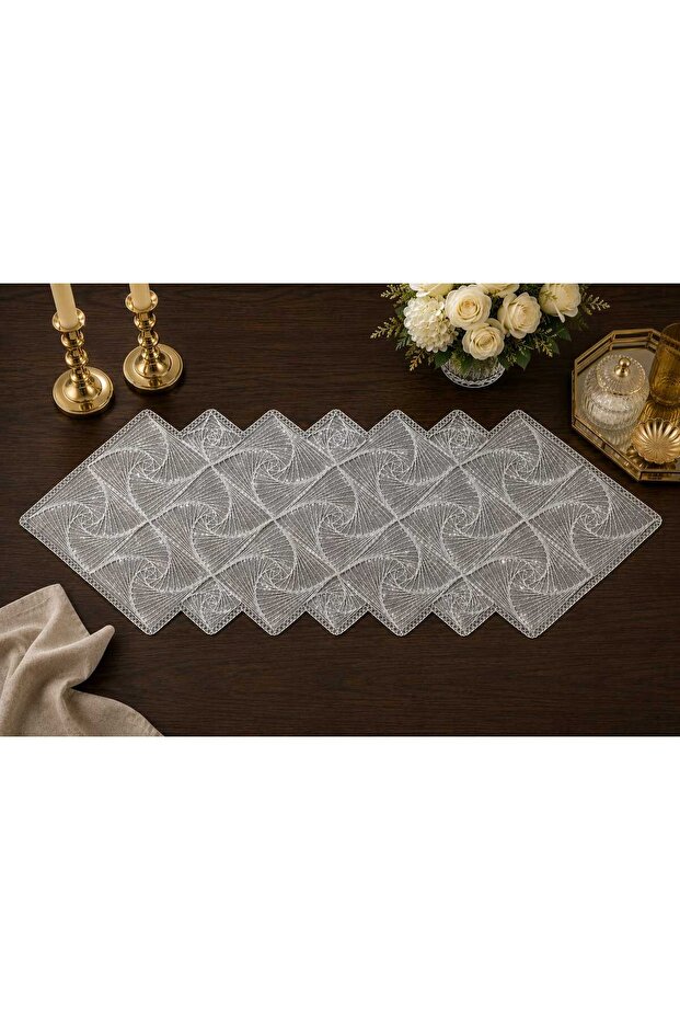 Zambak Light Gray Lace Runner/Table-Console Cover 35X105 cm
