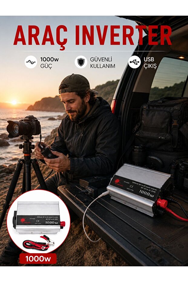 1000 Watt Inverter Providing Safe Electricity from the Car Battery