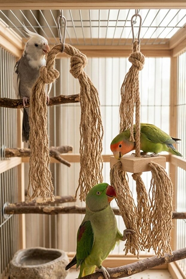 Natural Jute Bird and Parrot Chewing Toy Set