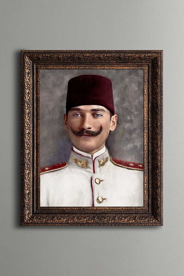 Mustafa Kemal Atatürk - Vintage Patterned Painting - Thick Model