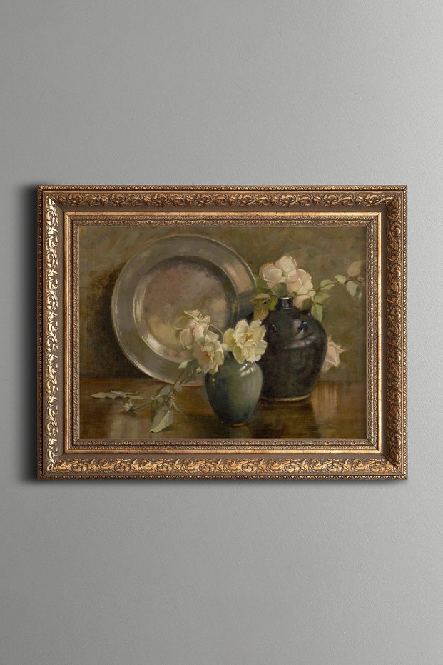 A Work in Grayscale - Vintage Patterned Painting - Thick Model