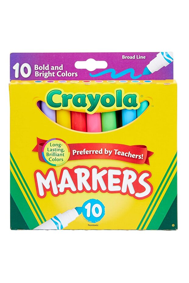 Markers, Broad Line, 10 Count, Bright And Bold Markers