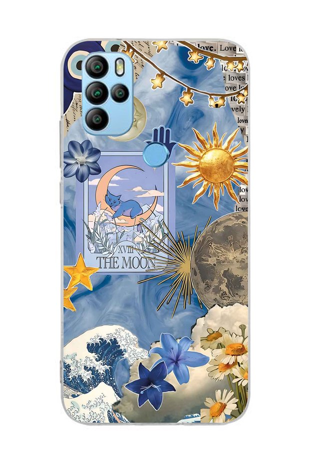 General Mobile Gm 21 Pro Compatible Moon Sun Vintage Sky Pattern Transparent Phone Case