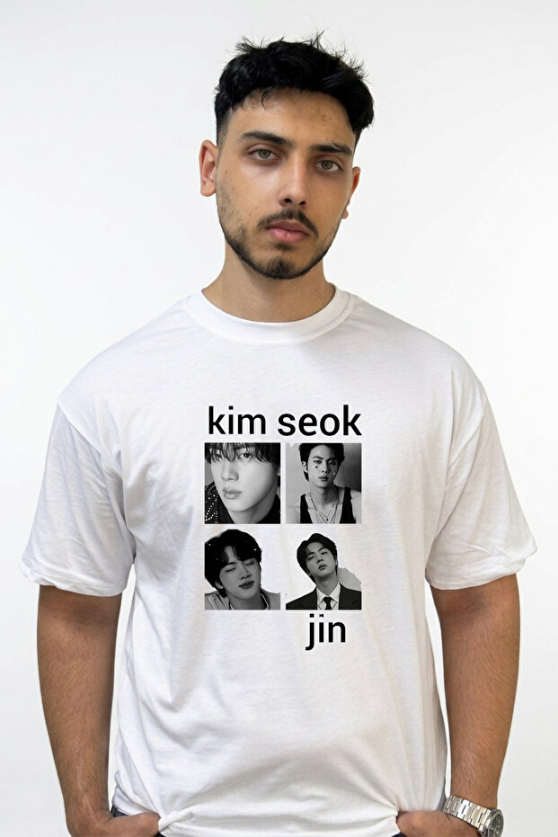 Kim Seokjin Design Printed Oversize White T-Shirt