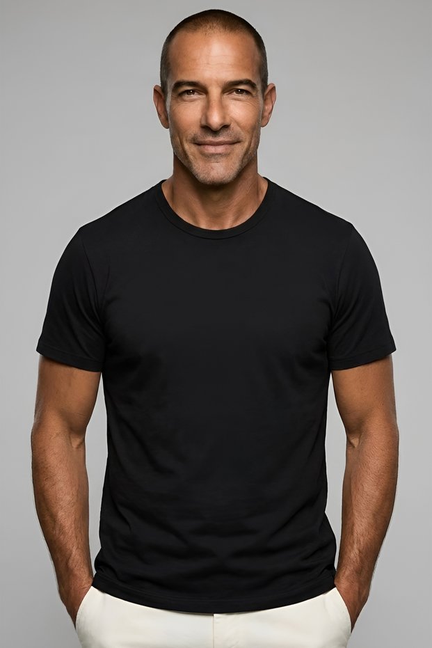 Men's Selection Crew Neck T-Shirt Liquid Ammonia Mercerized 100% Cotton Black m