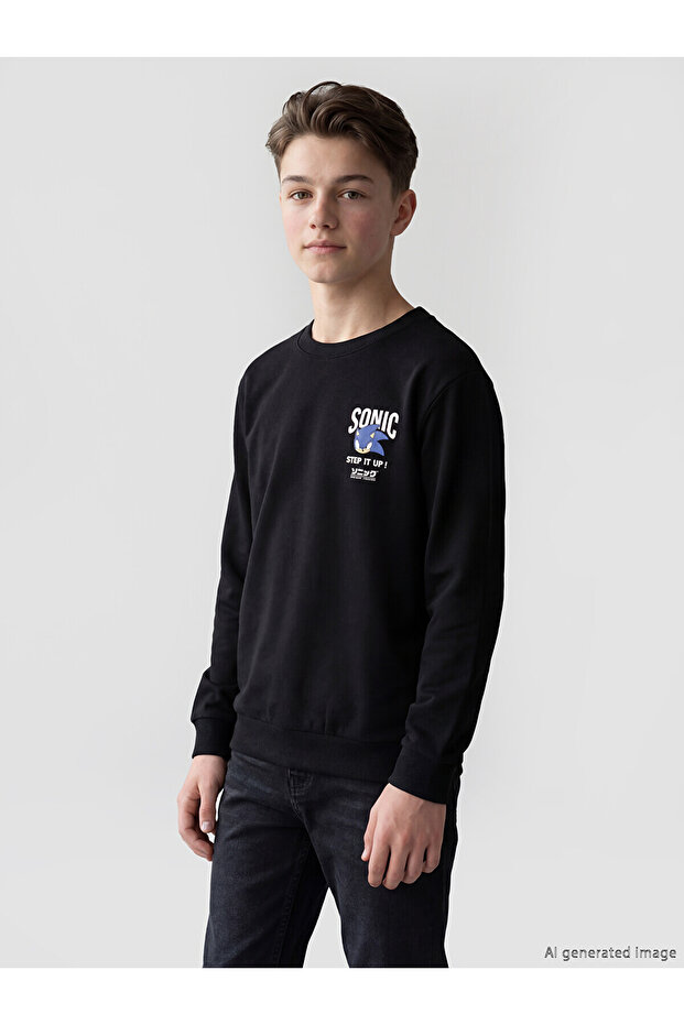 Peak New Season Sonic Printed Boys' Thick Sweatshirt
