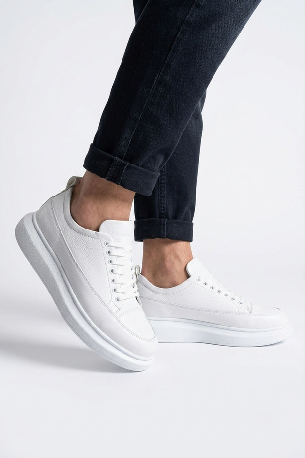 Drake High Quality Lace-Up Thick Sole Men's Casual Sneaker White