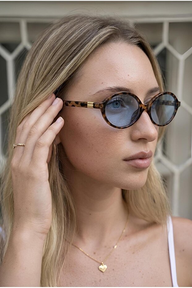 نظارات شمسية Wuhley Ellipse Leopard بإطار أزرق للجنسين خفيفة الوزن للغاية مع فلتر Uv400
