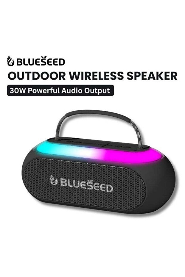 BS-611 Outdoor Wireless Speaker, Bluetooth Speaker with Wireless Microphone, USB/TF Card Support, 50Hz-20KHz Frequency, 10m Range, DC5V, RGB LED Lights, Black