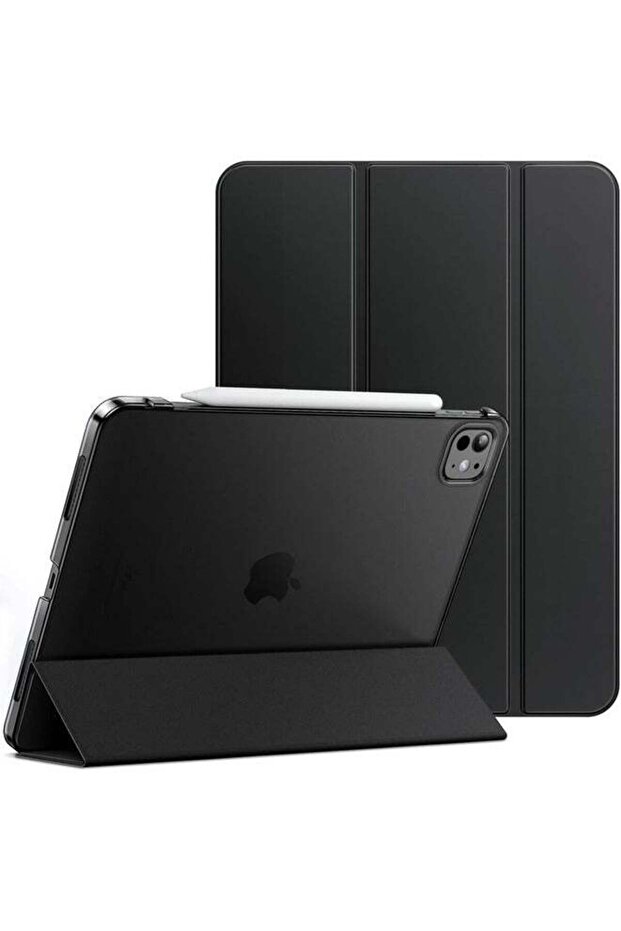 iPad Pro 13-Inch M4 (2024) Slim Black Smart Cover – Hard Shell Protection, Built-In Stand, Auto Wake/Sleep, and Full Coverage