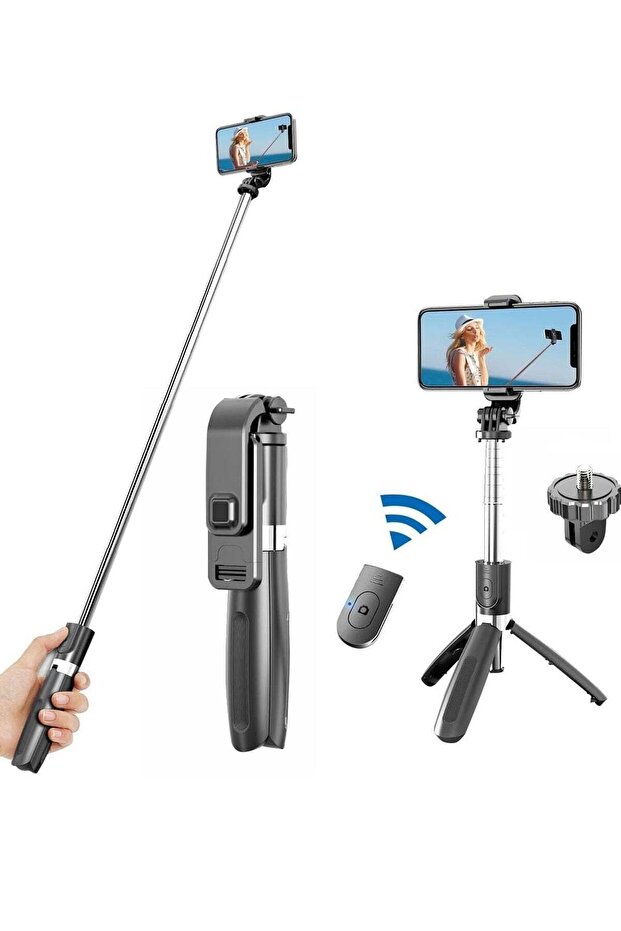 Selfie Stick, Extendable with Tripod Stand and Detachable Wireless Bluetooth Remote, Ultra Compact