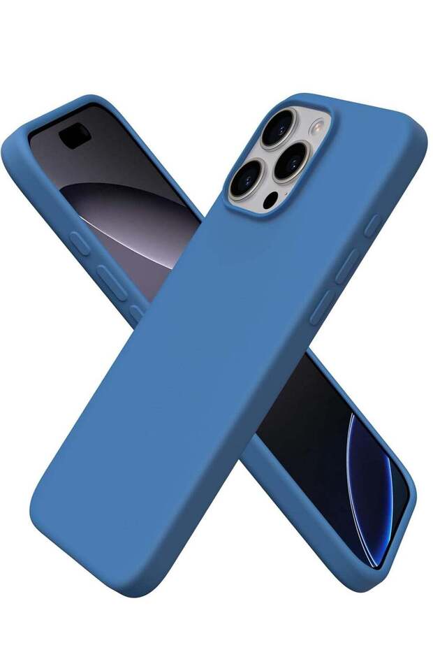 Soft Blue Silicone iPhone 16 Pro Max Case - Anti-Scratch & Shockproof Protection