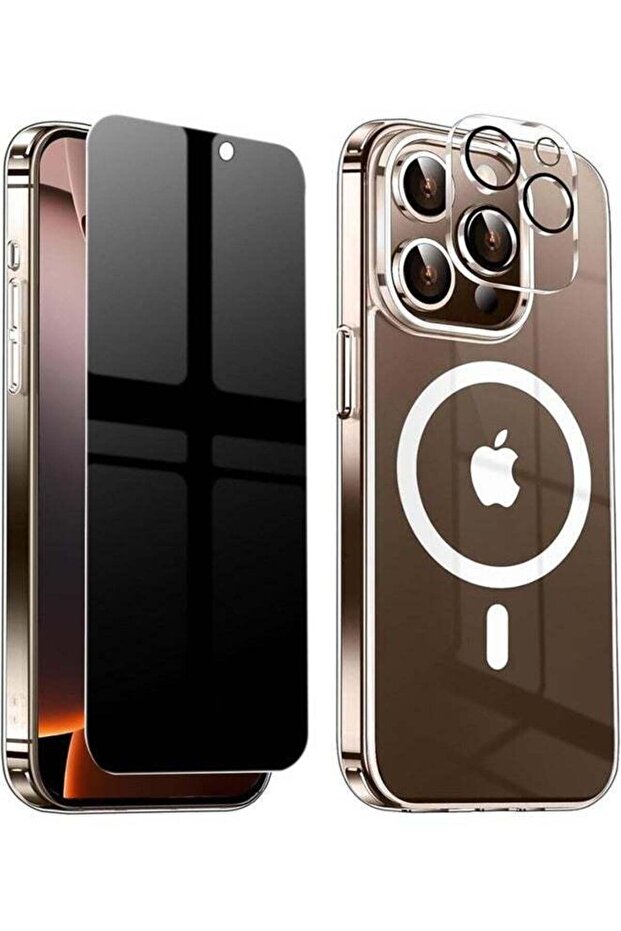 Privacy Case for iPhone 16 Pro, Clear Magnetic Case with Privacy Screen & Camera Protector