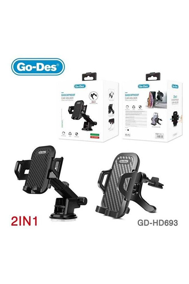 GD-HD693 2-in-1 Shockproof Car Holder – Dual-Function Vehicle Mount for Secure and Stable Device Holding