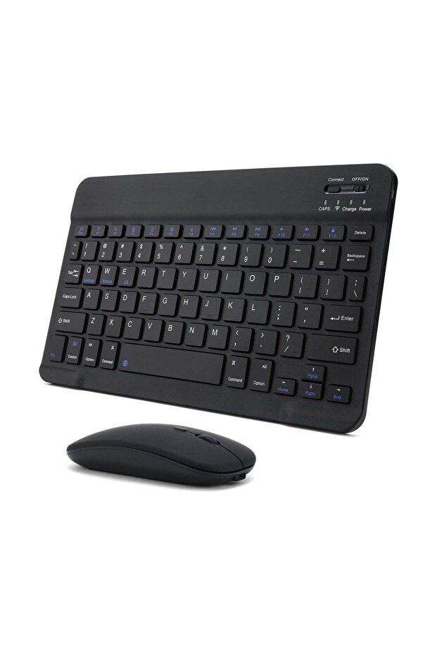 Rechargeable Bluetooth Keyboard and Mouse Combo Ultra-Slim Portable Compact Wireless Mouse Keyboard Set Android Tablet Cell Phone iPhone iPad Pro Air Mini, iPad OS/iOS 13 and above (Black)
