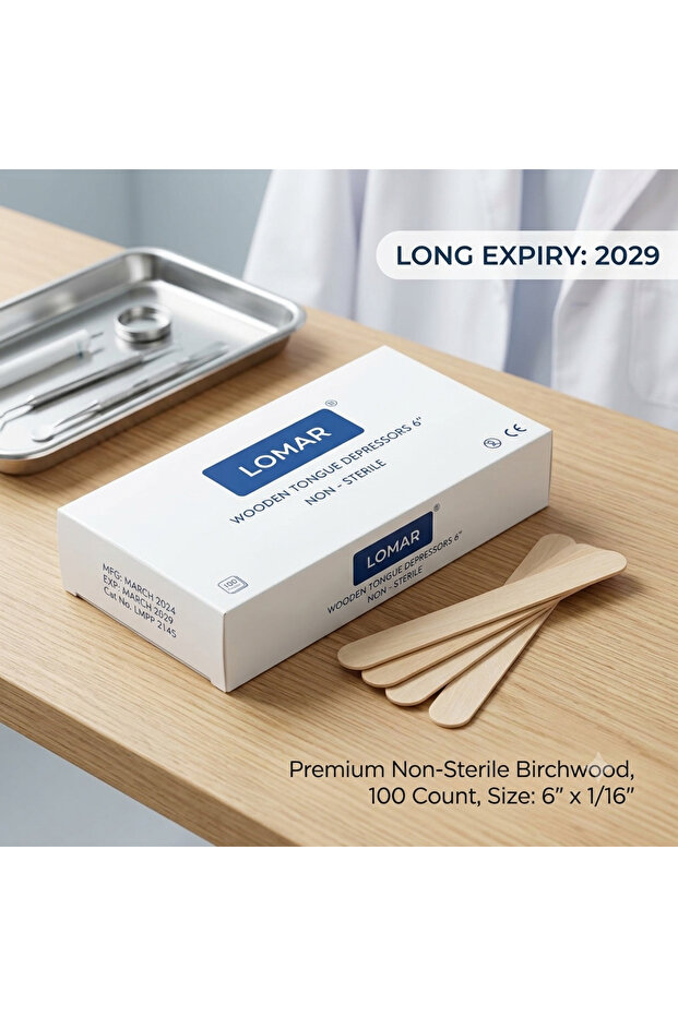 LOMAR Wooden Tongue Depressors 6" (Non-Sterile)
