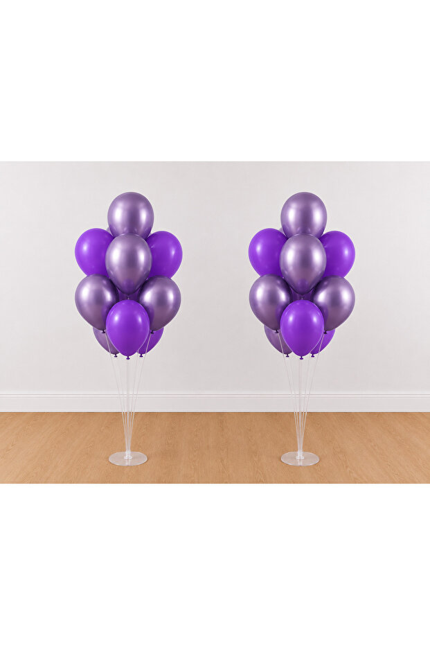 Purple Chrome Purple 14 Balloons 7 Balloon Stands 2 Pieces