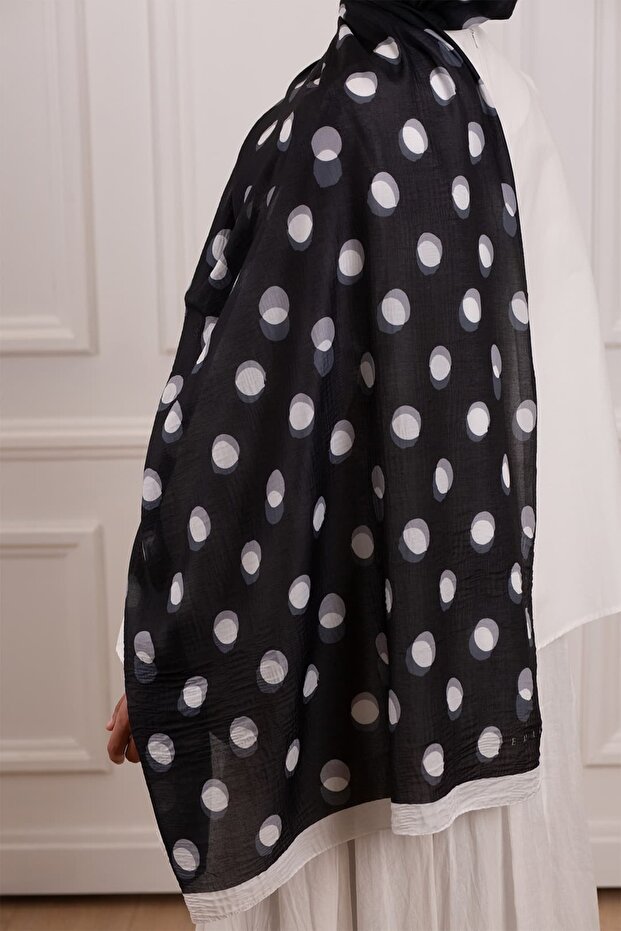 Polka Dot Patterned Muslin Shawl - 8