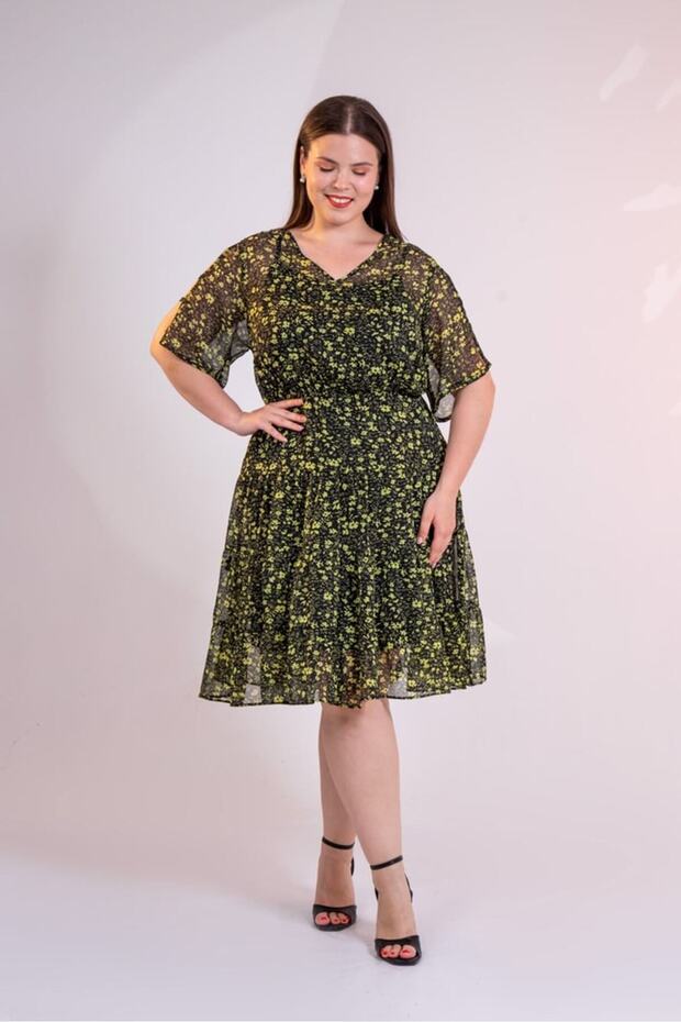 Women's Plus Size Chiffon Floral Dress