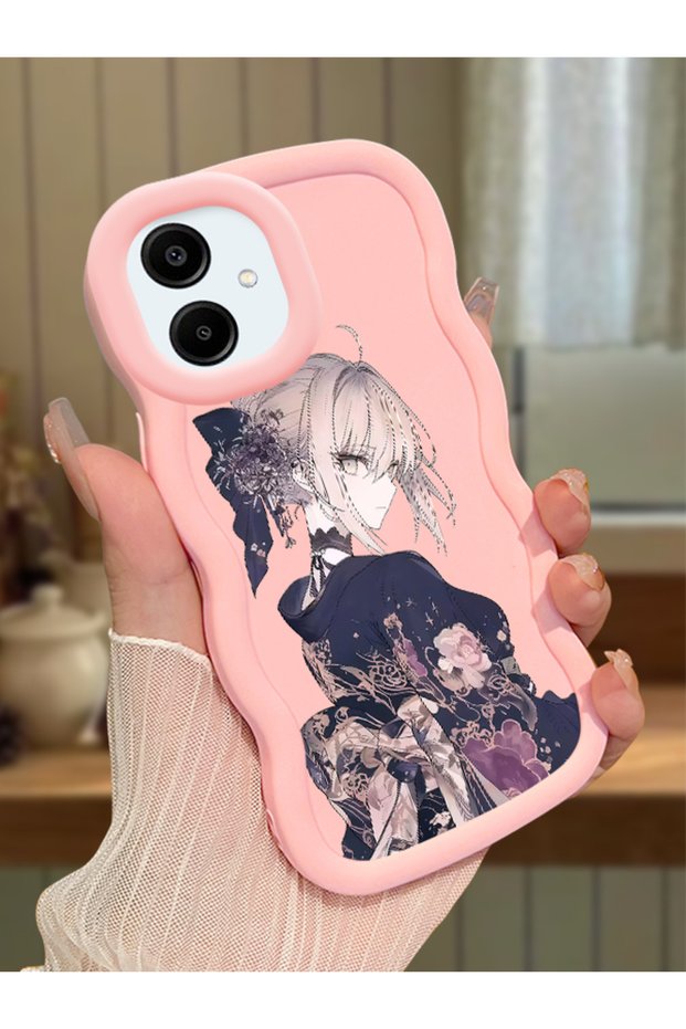 Samsung Galaxy A06 Compatible Case Camera Protector Pink Silicone Couple Phone Case Girl Pattern