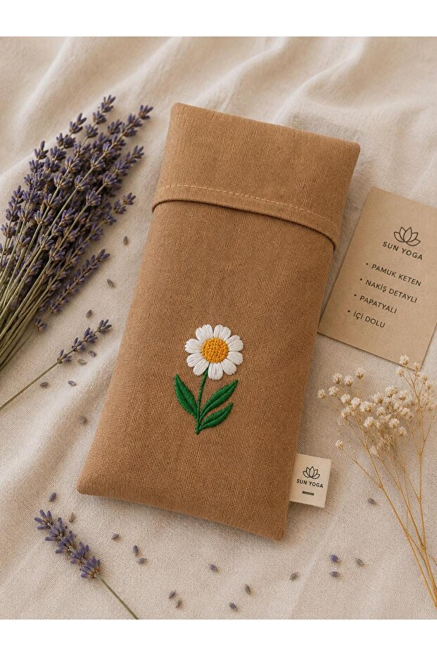 Lavender Filled Eye Pillow – Chamomile Embroidered | 25 X 14 cm
