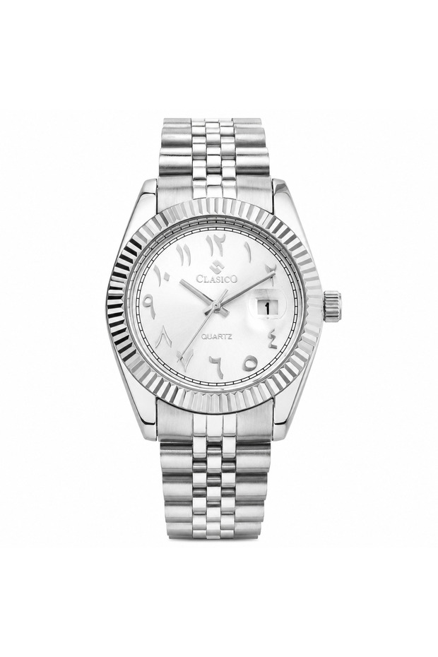 Royale Men's Luxury Watch – Arabic Numeral Dial, Fluted Bezel, Date Display & Premium Stainless Steel Jubilee Bracelet